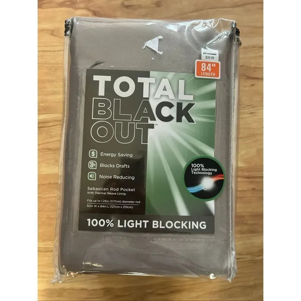 Total blackout curtain gray color 84 inch noise blocking and energy saving NEW